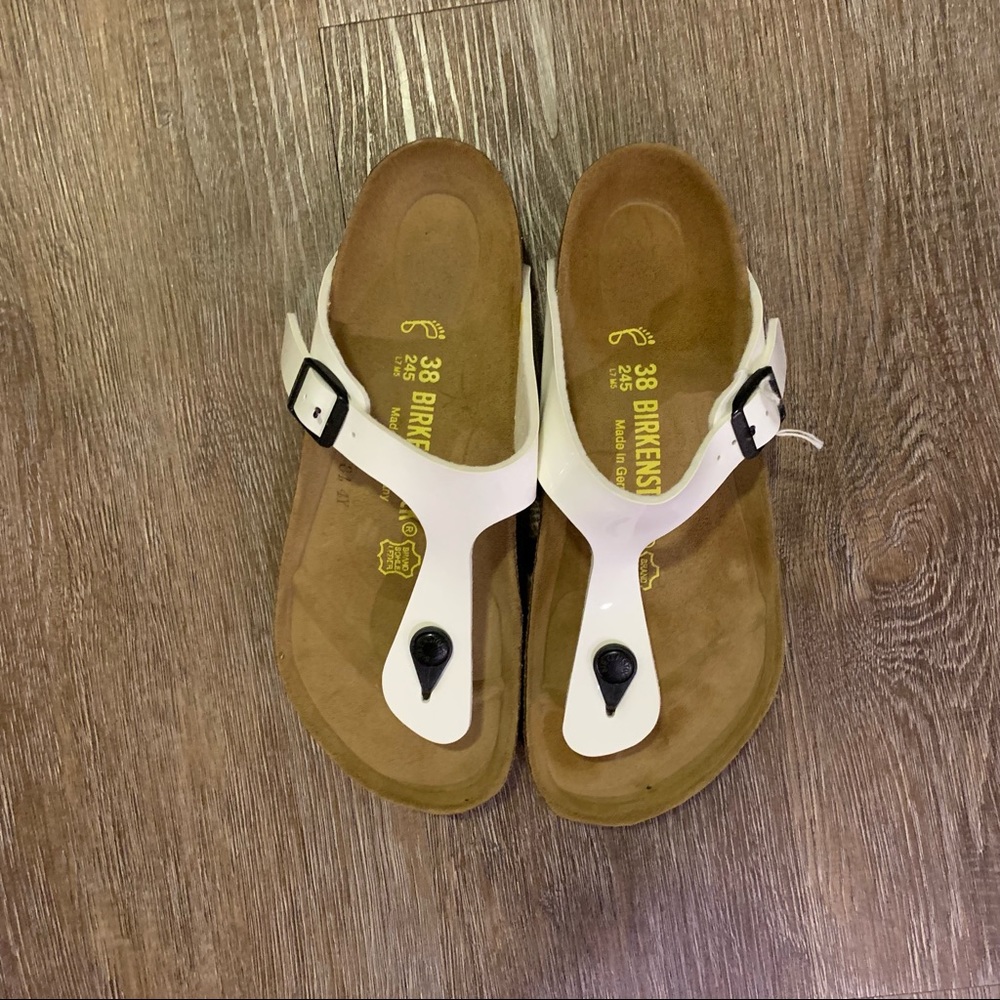 White Patent Birkenstock Gizeh Sandal
